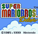 Super Mario Bros Deluxe title screen for GameBoy Color